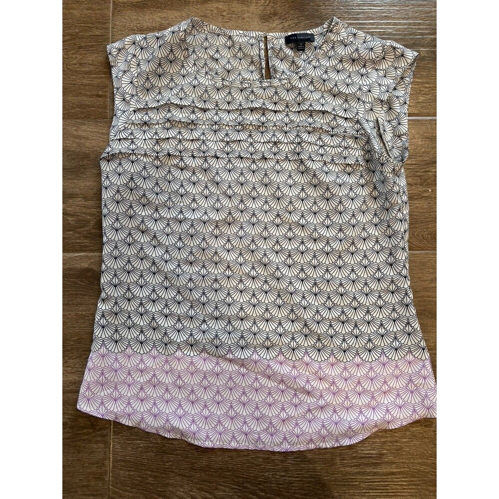 The Limited Women’s Sleeveless Lightweight Pattered Blouse Size S Navy Blue